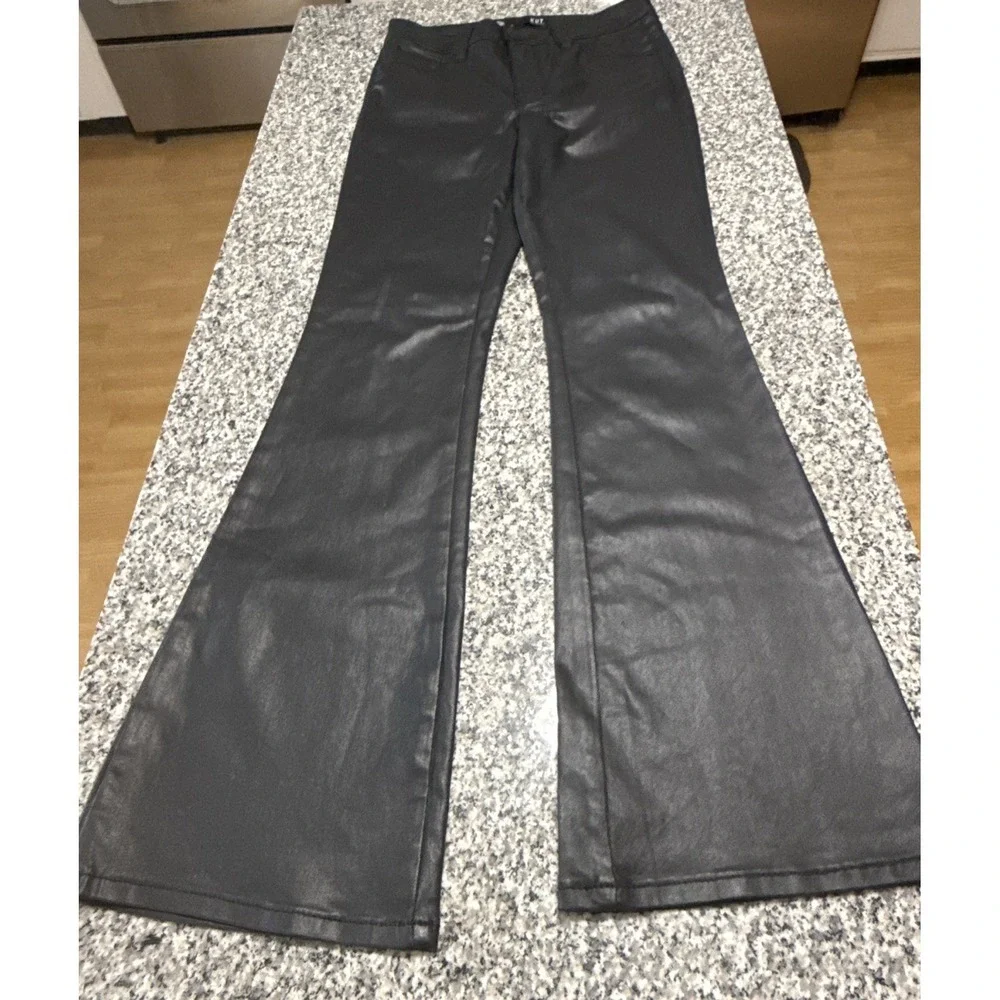 Kut From The Kloth Women's Ana High Rise Fab Ab Flare Coated Faux Leather Sz 0
